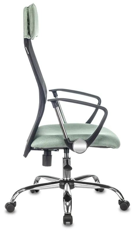 Кресло руководителя Бюрократ KB-6N черный TW-01 сиденье зеленый 38-407 сетка/ткань с подголов. крестов. металл хром