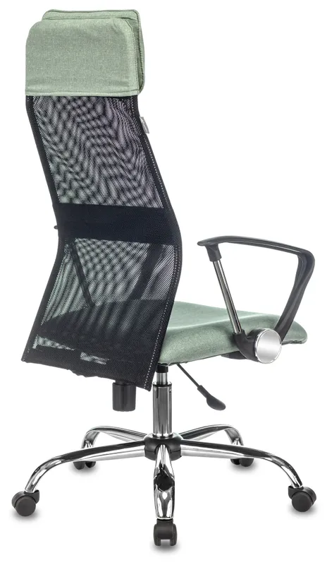 Кресло руководителя Бюрократ KB-6N черный TW-01 сиденье зеленый 38-407 сетка/ткань с подголов. крестов. металл хром