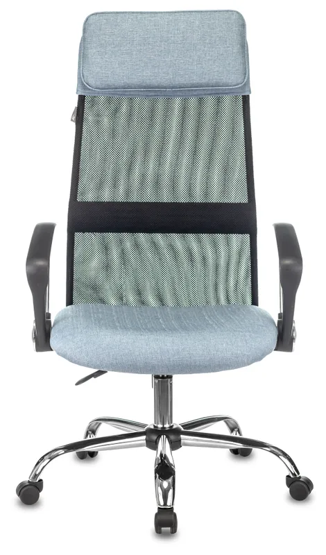 Кресло руководителя Бюрократ KB-6N черный TW-01 сиденье голубой 38-405 сетка/ткань с подголов. крестов. металл хром