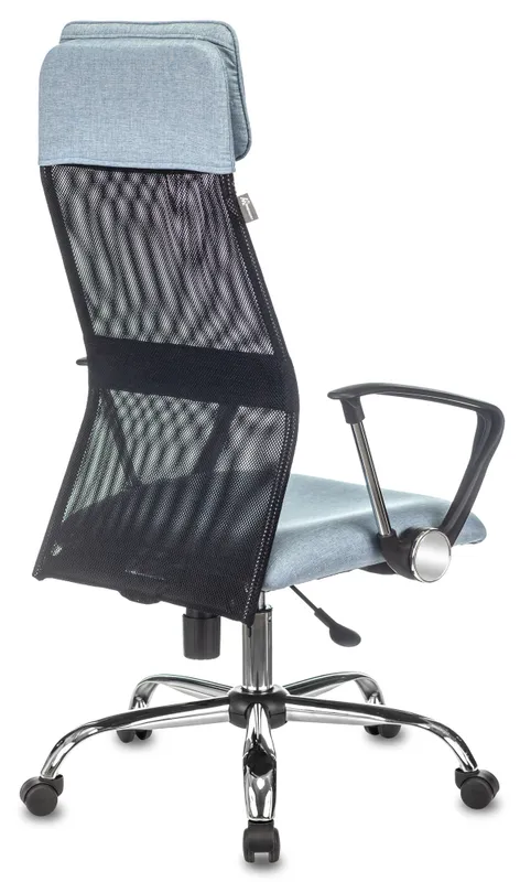 Кресло руководителя Бюрократ KB-6N черный TW-01 сиденье голубой 38-405 сетка/ткань с подголов. крестов. металл хром