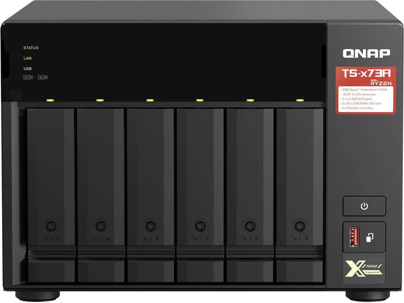 Сетевое хранилище NAS Qnap TS-673A-8G 6-bay настольный Ryzen (TS-673A-8G)
