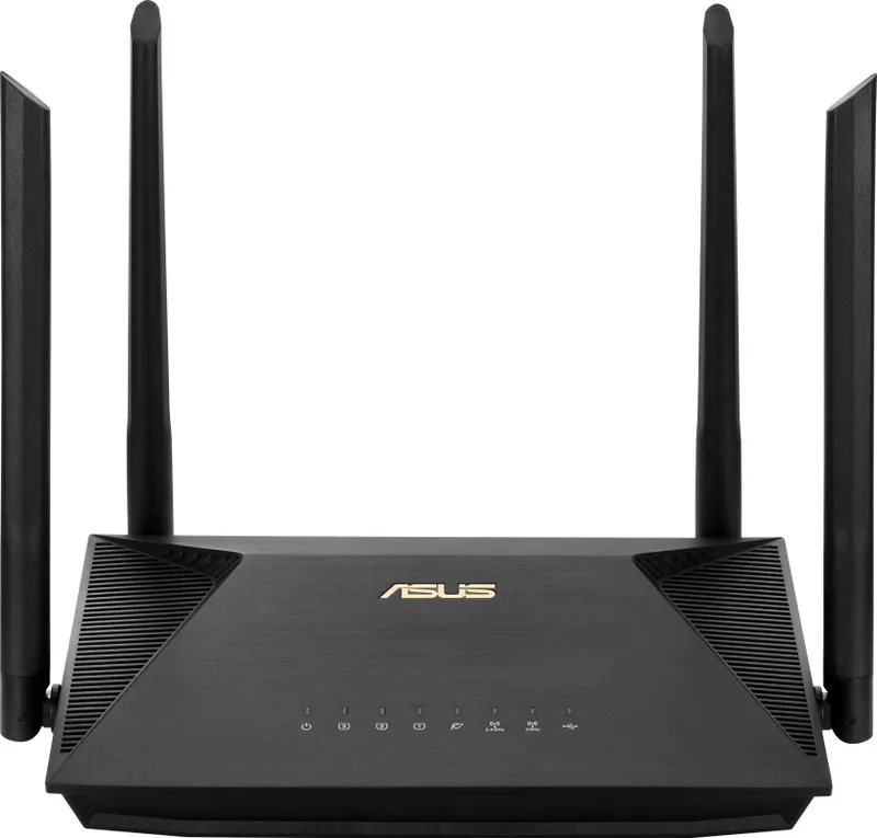 Роутер ASUS RT-AX53U// 802.11b/g/n/ac/ax, 574 + 1201 Mbps, 2,4 + 5 gGz, 4 antenna, USB ; 90IG06P0-MO3500