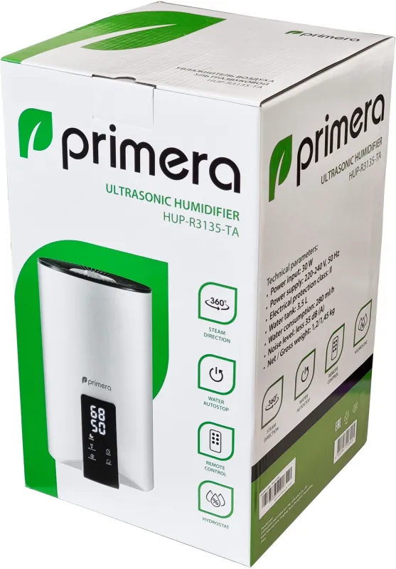 Увлажнитель воздуха Primera HUP-R3135-TA 30Вт (ультразвуковой) белый/черный