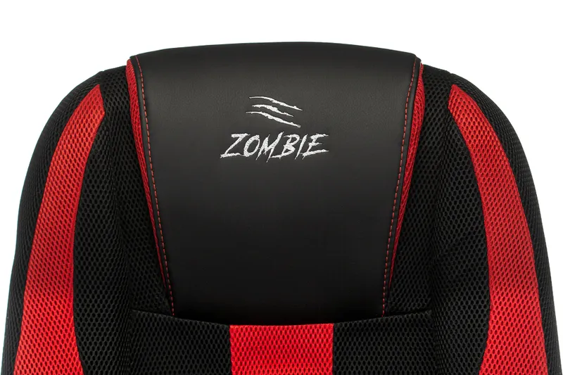 Кресло игровое Zombie 9 черный/красный ткань/эко.кожа крестов. пластик