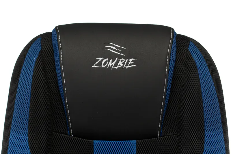 Кресло игровое Zombie 9 черный/синий ткань/эко.кожа крестов. пластик
