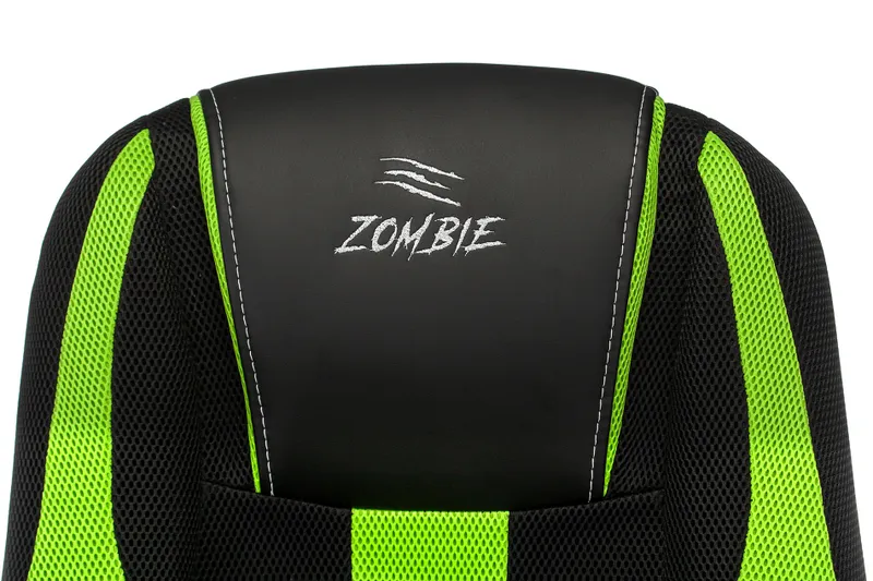 Кресло игровое Zombie 9 черный/салатовый ткань/эко.кожа крестов. пластик