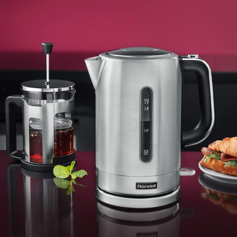 Чайник электрический Rondell 1000-RE-01 1.7л. 2200Вт серебристый (корпус: нержавеющая сталь)