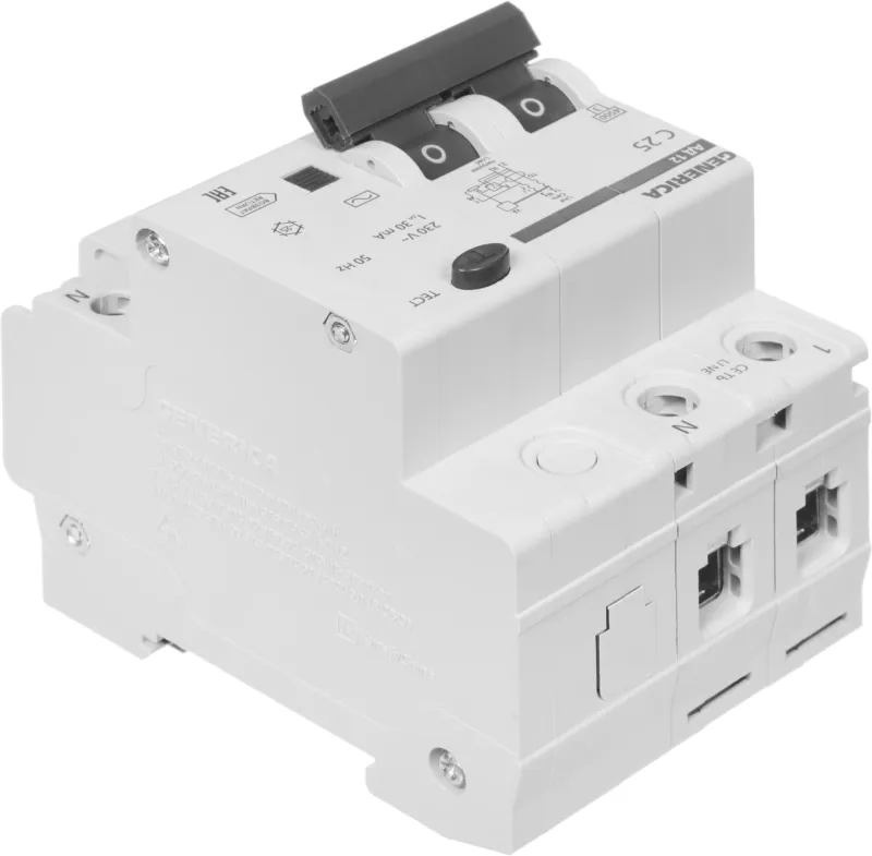 Выключатель автом. дифф. тока IEK MAD15-2-025-C-030 АД12 Generica 25A тип C 4.5kA 30мА AC 2П 230В 4мод серый (упак.:1шт)