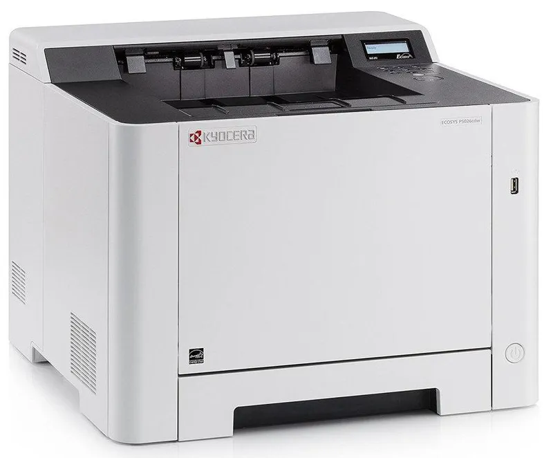 Цветной лазерный принтер Kyocera ECOSYS P5026cdw, Принтер, цв.лазерный, A4, 26 стр/мин, 1200x1200 dpi, 512 Мб, USB 2.0, Network, Wi-Fi, лоток 250 л., Duplex, старт.тонер 1200 стр.