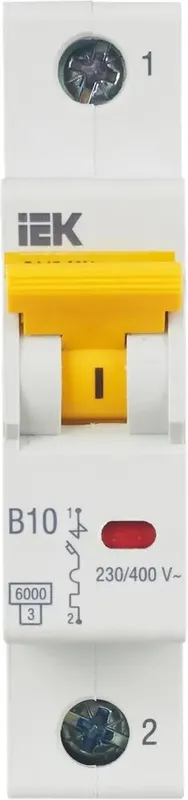 Выключатель автоматический IEK MVA31-1-010-B ВА47-60M 10A тип B 6kA 1П 230/400В 1мод белый (упак.:1шт)