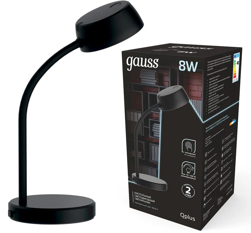 Светильник Gauss GTL601 (GT6012) настольный на подставке черный 8Вт