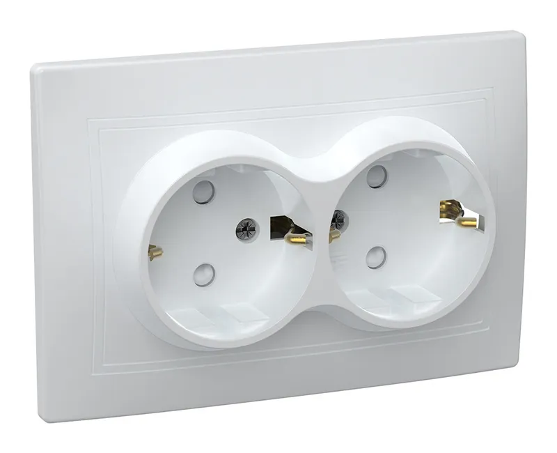 Розетка силов. IEK Кварта ERK21-K01-16-DM 2розет. двойн. скрыт. зазем. штор. крыш. IP20 белый (упак.:1шт)