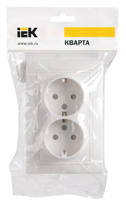 Розетка силов. IEK Кварта ERK21-K01-16-DM 2розет. двойн. скрыт. зазем. штор. крыш. IP20 белый (упак.:1шт)