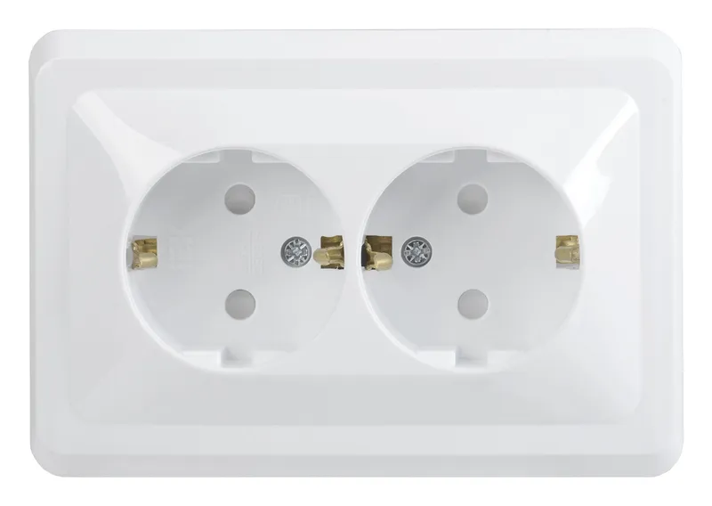 Розетка силов. IEK Вега ERV24-K01-16-DM 2розет. двойн. скрыт. зазем. штор. крыш. IP20 белый (упак.:1шт)