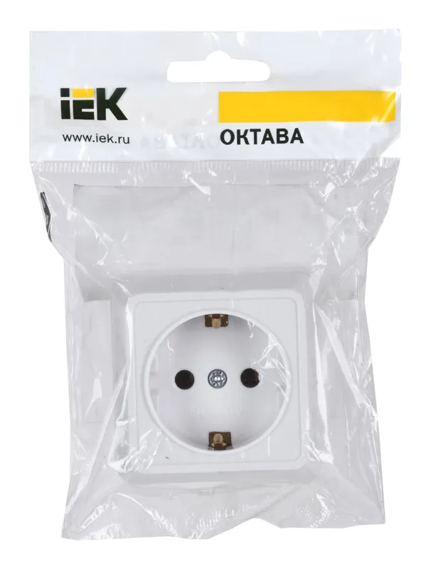 Розетка силов. IEK Октава ERO11-K01-16-DC одинар. откр. зазем. крыш. IP20 белый (упак.:1шт)