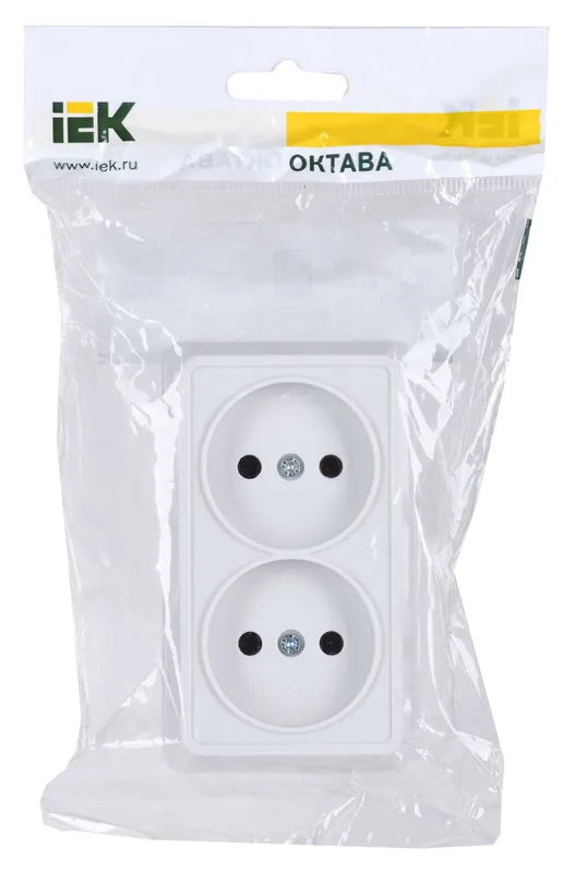 Розетка силов. IEK Октава ERO20-K01-10-DC 2розет. двойн. откр. крыш. IP20 белый (упак.:1шт)
