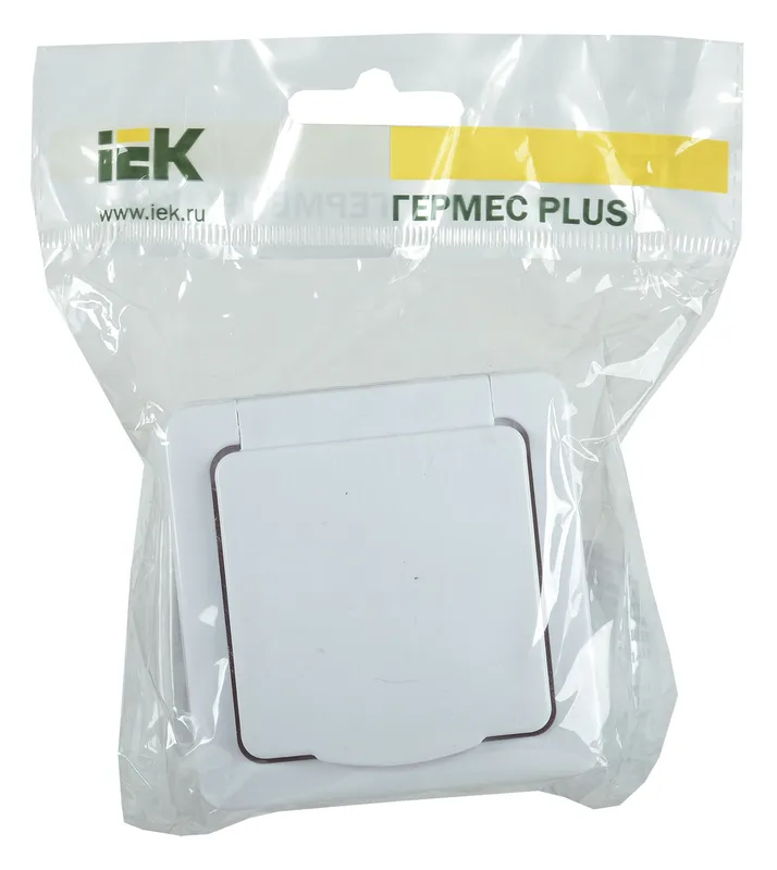 Розетка силов. IEK Гермес Plus ERMP22-K01-16-54-EC 2розет. двойн. откр. зазем. крыш. IP54 белый (упак.:1шт)