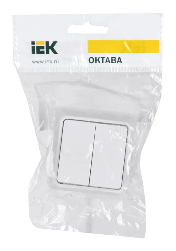 Выключатель IEK Октава откр. 2кл. IP20 белый (упак.:1шт) (EVO20-K01-10-DC)