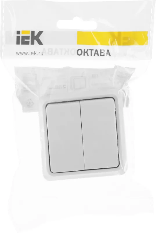 Выключатель IEK Октава откр. 2кл. IP20 белый (упак.:1шт) (EVO20-K01-10-DC)