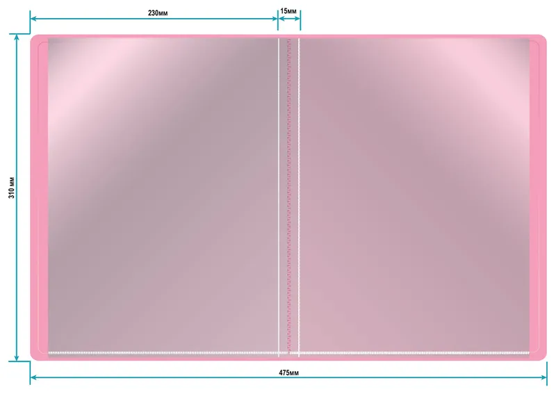 Папка с 40 прозр.вклад. Бюрократ Pastel PAST40PINK A4 пластик 0.5мм торц.карм с бум. встав розовый