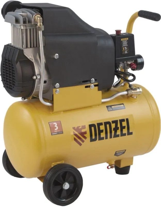 Компрессор поршневой Denzel DLC1300/24 безмасляный 206л/мин 24л 1300Вт желтый/черный