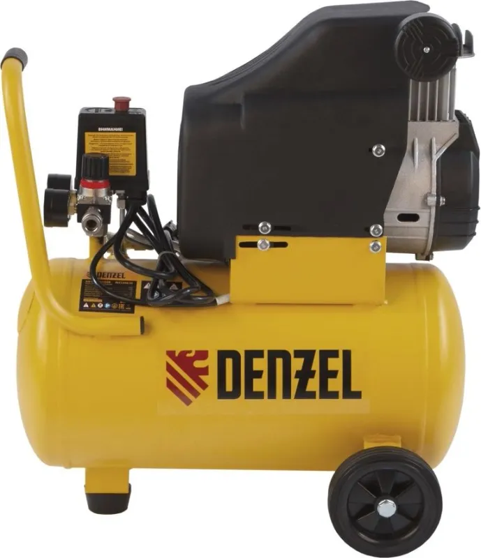 Компрессор поршневой Denzel DLC1300/24 безмасляный 206л/мин 24л 1300Вт желтый/черный