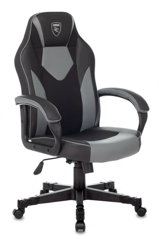 Кресло игровое Zombie GAME 17 черный/серый эко.кожа/ткань крестов. пластик