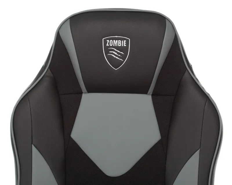 Кресло игровое Zombie GAME 17 черный/серый эко.кожа/ткань крестов. пластик