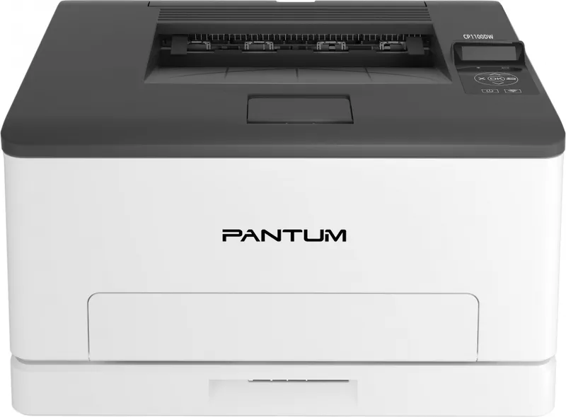 Лазерный принтер Pantum CP1100DW, Printer, Color laser, A4, 18 ppm (max 30000 p/mon), 1 GHz, 1200x600 dpi, 1 GB RAM, Duplex, paper tray 250 pages, USB, LAN, WiFi, start. cartridge 1000/700 pages