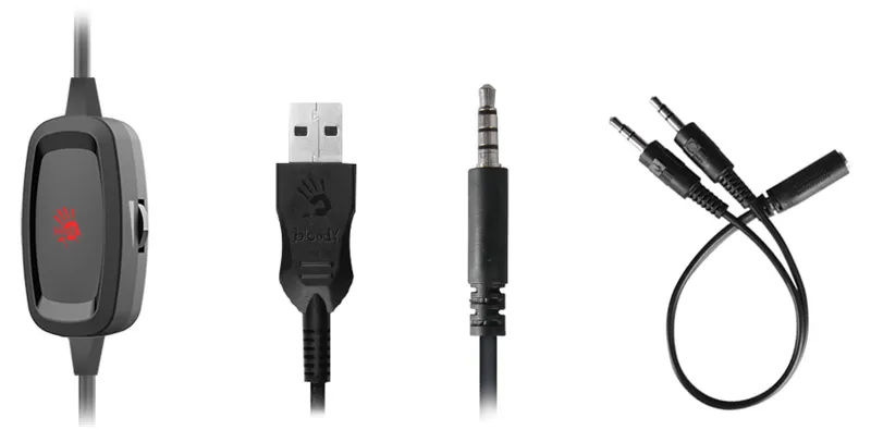 Наушники с микрофоном A4Tech Bloody G575P черный 2м мониторные оголовье (G575P 4PIN+USB/BLACK)