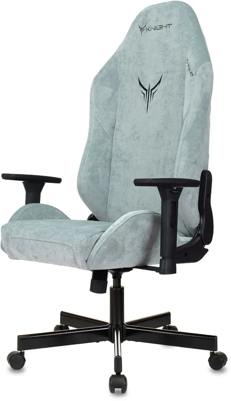 Кресло игровое Knight N1 Fabric серо-голубой Light-28 с подголов. крестов. металл