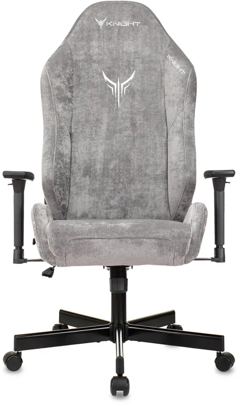 Кресло игровое Knight N1 Fabric серый Light-19 с подголов. крестов. металл