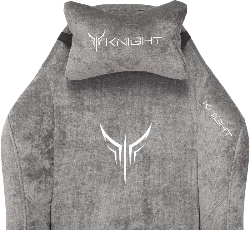 Кресло игровое Knight N1 Fabric серый Light-19 с подголов. крестов. металл