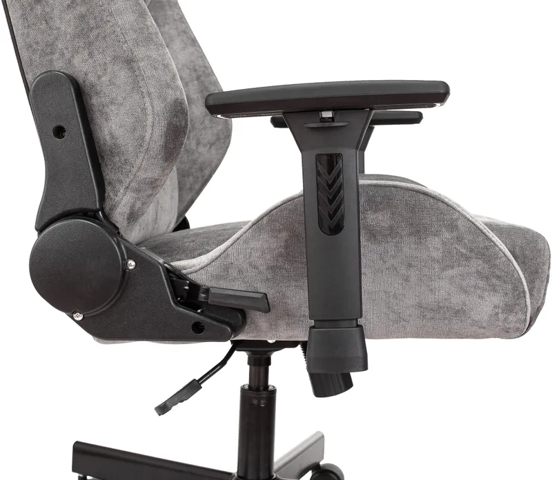 Кресло игровое Knight N1 Fabric серый Light-19 с подголов. крестов. металл