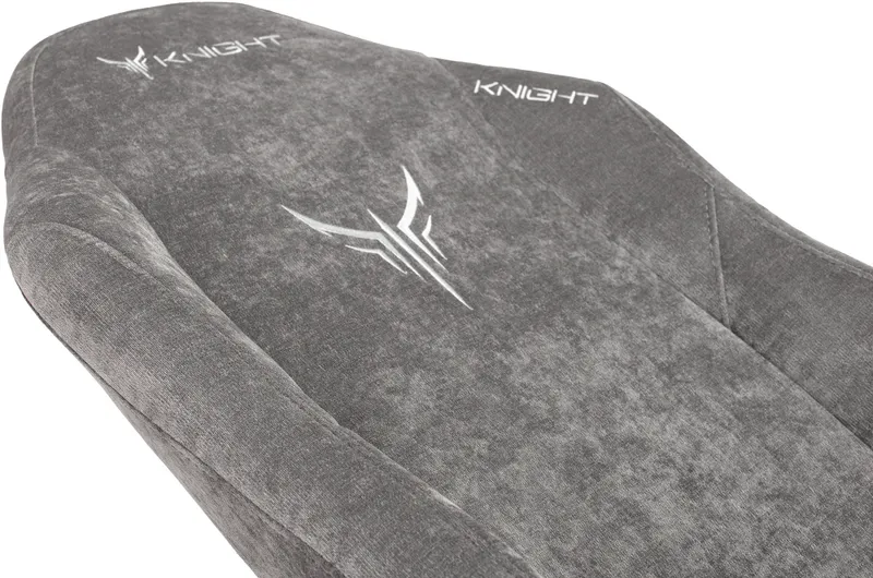 Кресло игровое Knight N1 Fabric серый Light-19 с подголов. крестов. металл