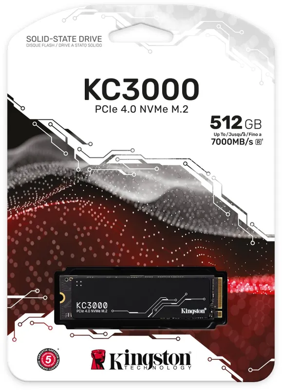 Твердотельный накопитель Kingston SSD 512GB KC3000 M.2 2280 PCIe 4.0 x4 NVMe R7000/W3900MB/s 3D TLC MTBF 2M 400TBW Retail 1 year