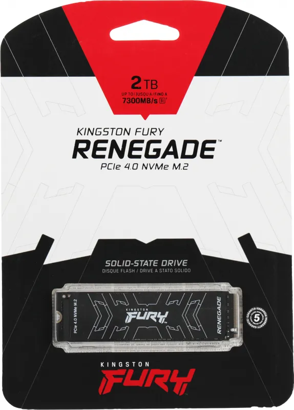 Твердотельный накопитель Kingston SSD 2TB SFYRD/2000G Fury Renegade M.2 2280 PCIe 4.0 x4 NVMe R7300/W7000MB/s 3D TLC MTBF 2M 2,0PBW Retail 1 year