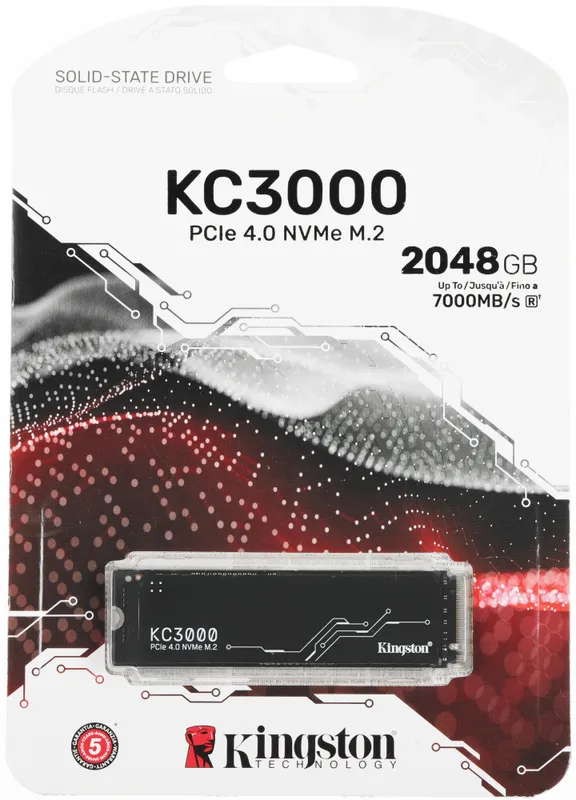 Твердотельный накопитель Kingston SSD 2TB KC3000 M.2 2280 PCIe 4.0 x4 NVMe R7000/W7000MB/s 3D TLC MTBF 2M 1,6PBW Retail 1 year