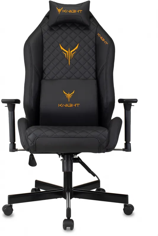 Кресло игровое Knight Rampart черный ромбик эко.кожа с подголов. крестов. металл