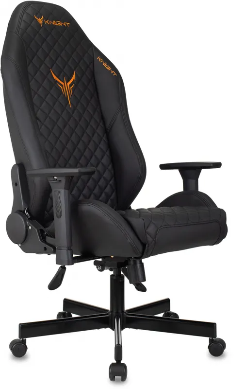 Кресло игровое Knight Rampart черный ромбик эко.кожа с подголов. крестов. металл