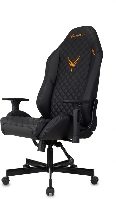 Кресло игровое Knight Rampart черный ромбик эко.кожа с подголов. крестов. металл