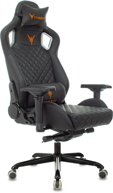 Кресло игровое Knight TITAN черный ромбик эко.кожа с подголов. крестов. металл