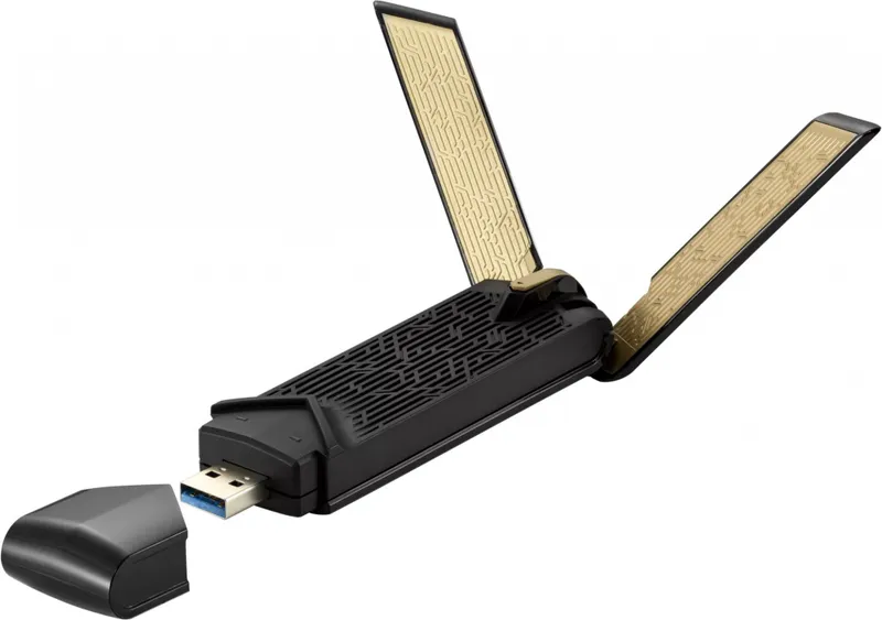 Адаптер ASUS USB-AX56 // WI-FI 802.11ax, 567 + 1201 Mbps USB 3.2 Adapter + antenna ; 90IG06H0-MO0R00