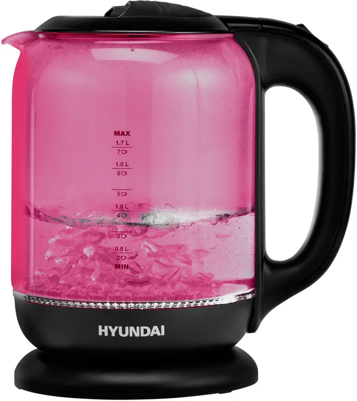 Чайник электрический Hyundai HYK-G4808 1.7л. 2200Вт малиновый/черный (корпус: стекло)