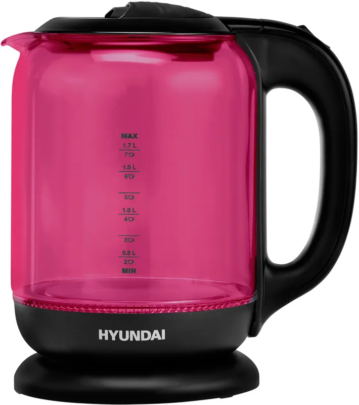 Чайник электрический Hyundai HYK-G4808 1.7л. 2200Вт малиновый/черный (корпус: стекло)
