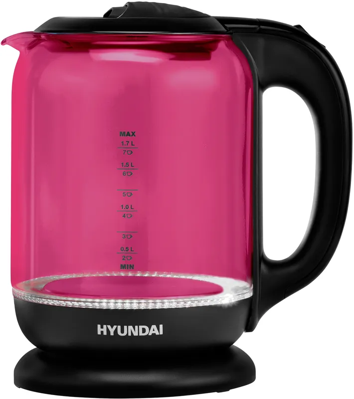 Чайник электрический Hyundai HYK-G4808 1.7л. 2200Вт малиновый/черный (корпус: стекло)
