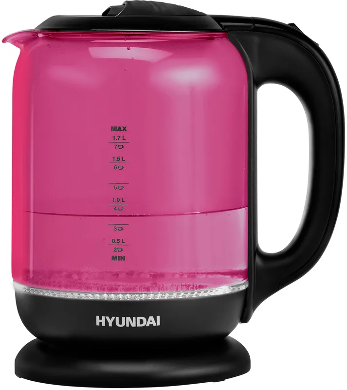 Чайник электрический Hyundai HYK-G4808 1.7л. 2200Вт малиновый/черный (корпус: стекло)