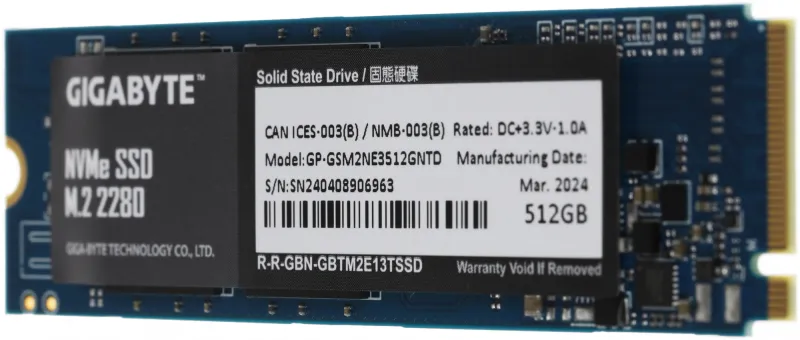 Накопитель SSD Gigabyte PCIe 3.0 x4 512GB GP-GSM2NE3512GNTD NVMe M.2 2280