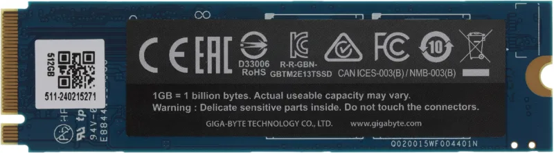 Накопитель SSD Gigabyte PCIe 3.0 x4 512GB GP-GSM2NE3512GNTD NVMe M.2 2280