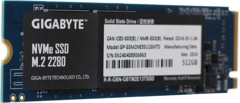 Накопитель SSD Gigabyte PCIe 3.0 x4 512GB GP-GSM2NE3512GNTD NVMe M.2 2280